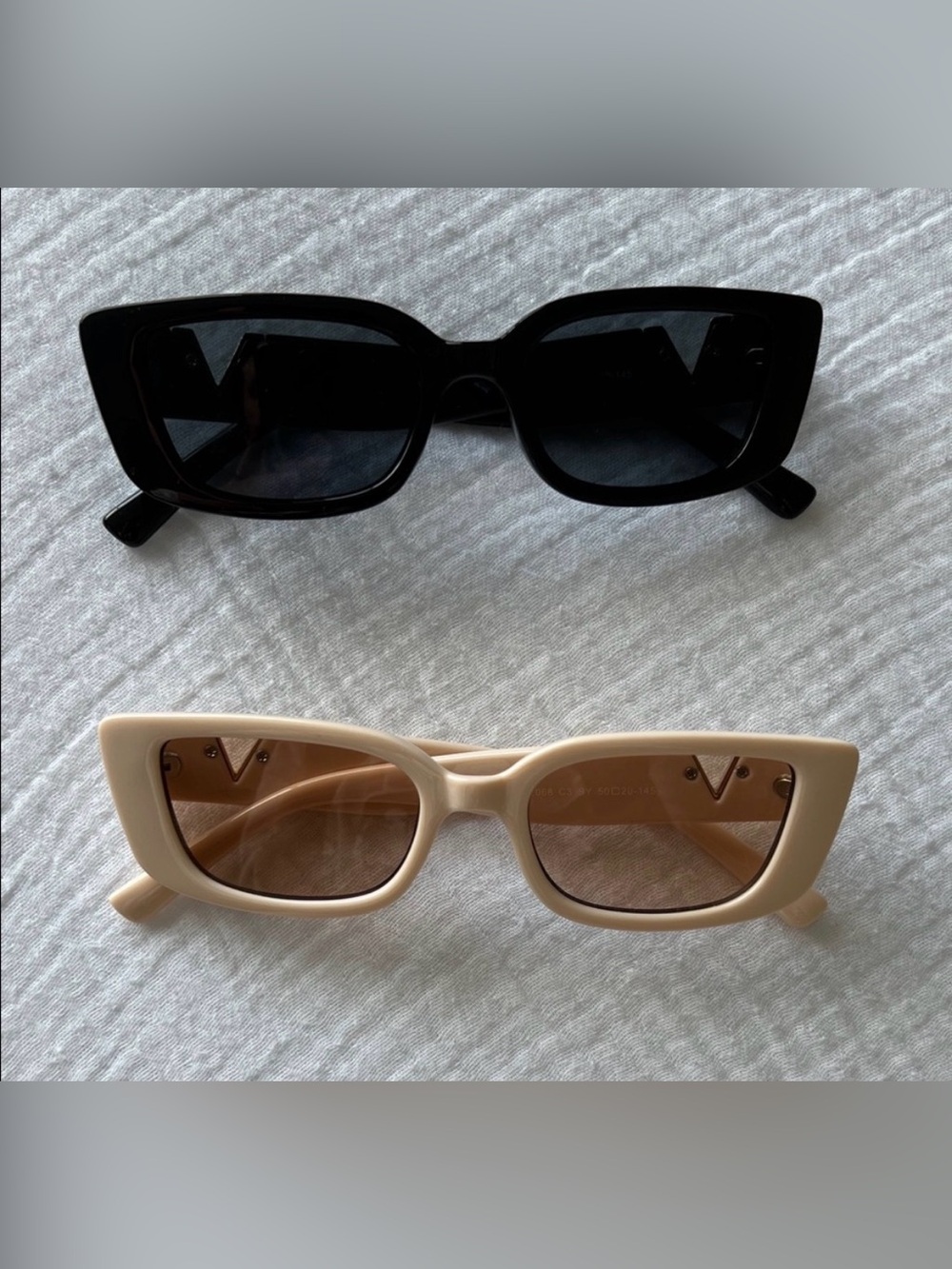 NIB/NWT • SET OF 2: Rectangular Sunglasses — Black & Cream with Gold Accents